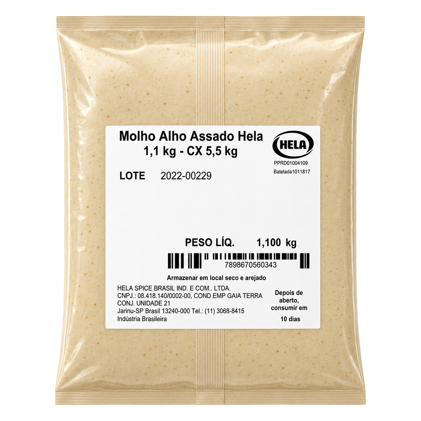 Molho de Alho Assado HELA - Bag 1,1 Kg - Cx 5,5kg