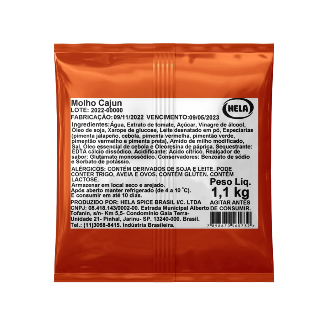 Molho Cajun - Bag 1,1 Kg e 3 Kg - Cx 5,5kg