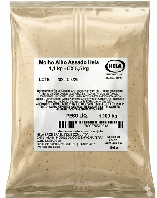 Molho de Alho Assado HELA - Bag 1,1 kg Cx 5,5 kg