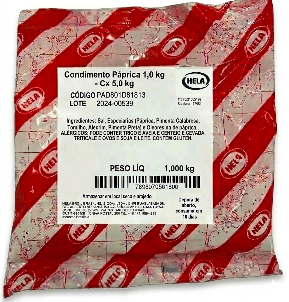 Condimento Páprica - Bag 1,1 Kg - Cx 5,5kg