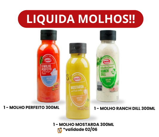 KIT COM TRÊS MOLHOS (Mostarda, Perfeito e Ranch Dill)
