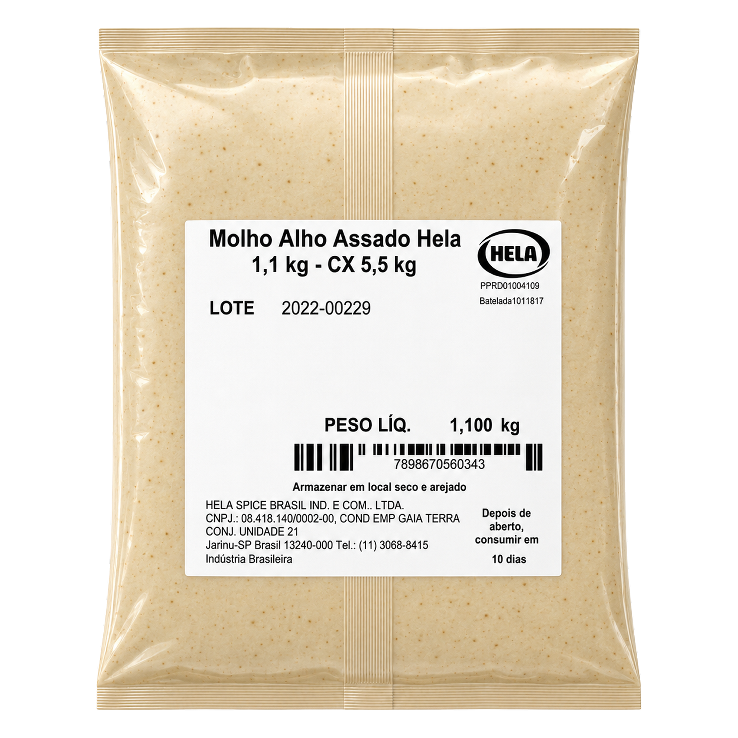 Molho de Alho Assado HELA - Bag 1,1 Kg - Cx 5,5kg